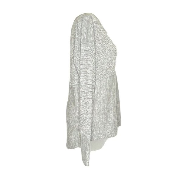Jones New York Women's size Small Long Sleeved Knit Top Gray Hi Low Hemline - Picture 2 of 9